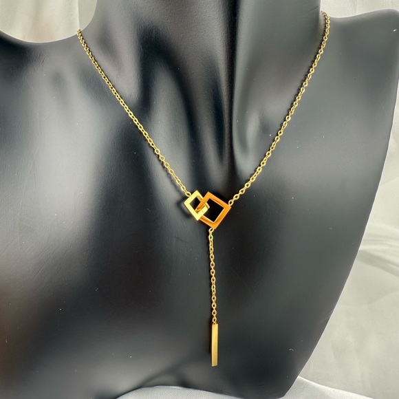 Anthropologie Gold Geometric Necklace - Picture 3 of 4